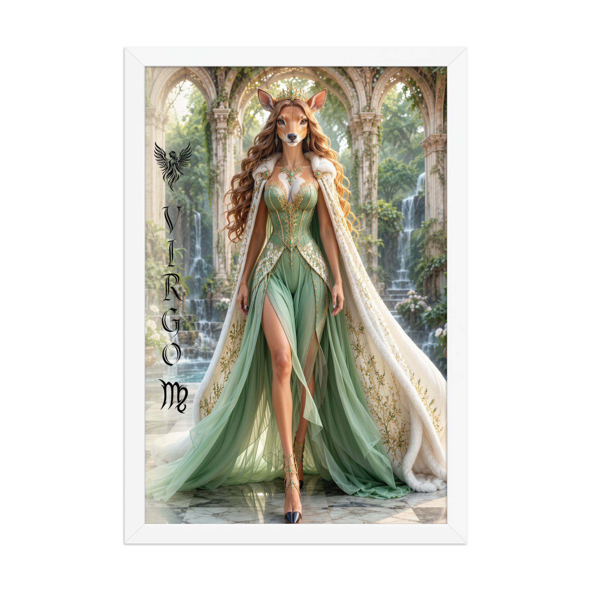 Virgo woman deer queen framed poster