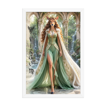 Virgo woman deer queen framed poster