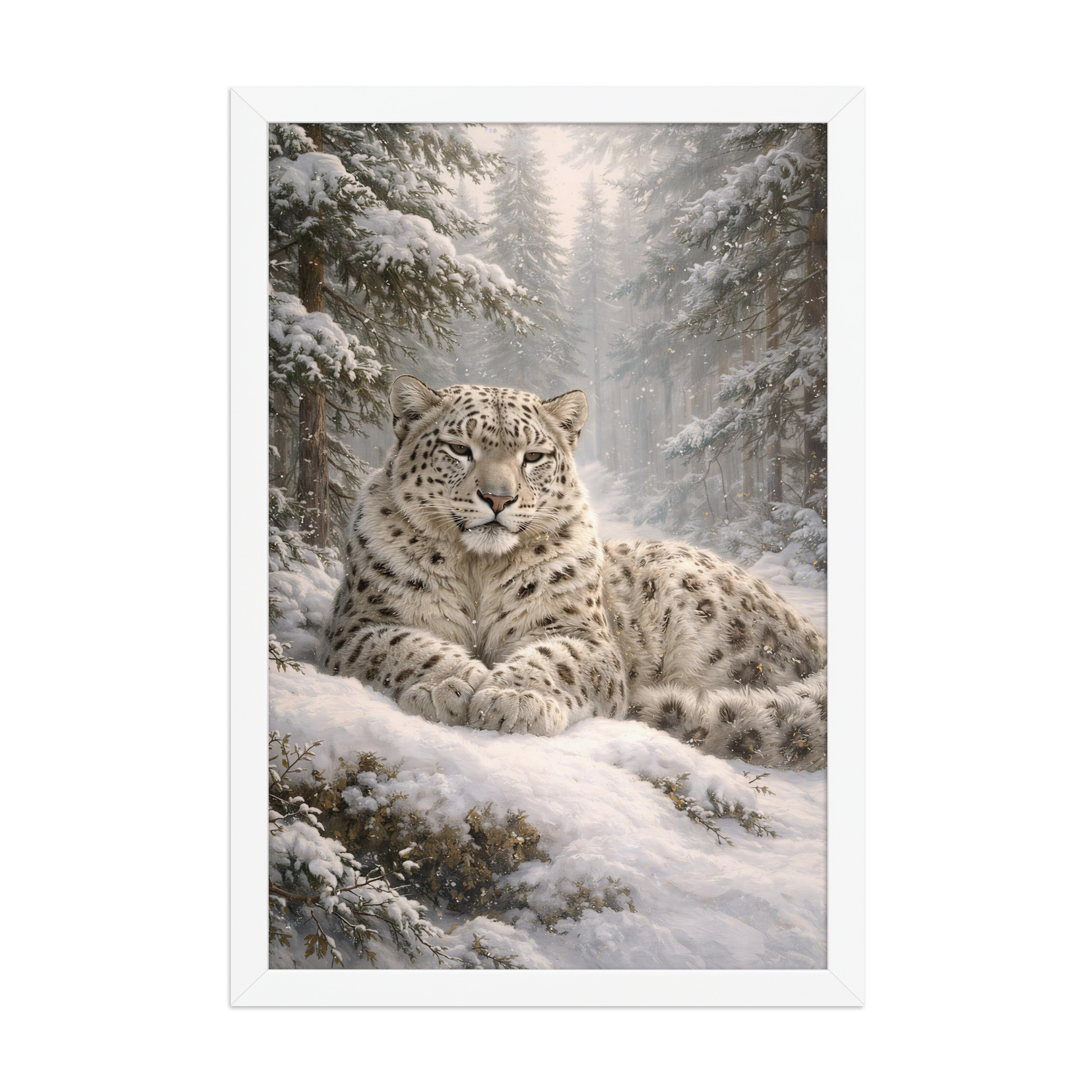 Snow Leopard Winter Calm Framed Poster