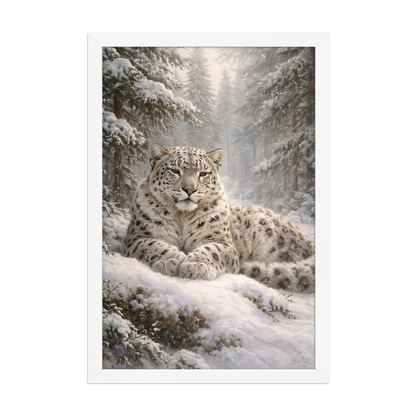 Snow Leopard Winter Calm Framed Poster