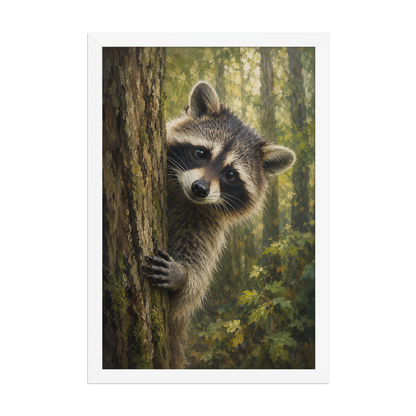 Raccoon Curiosity Framed Poster