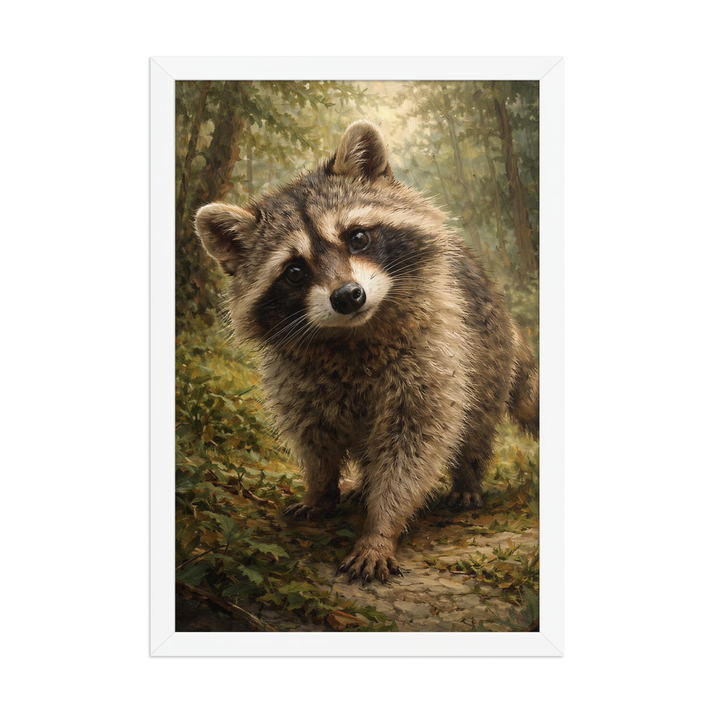 Raccoon Forest Curiosity Framed Poster