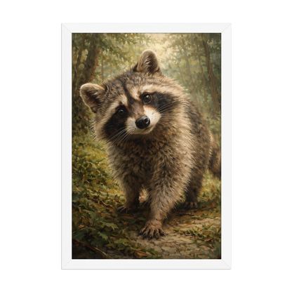 Raccoon Forest Curiosity Framed Poster
