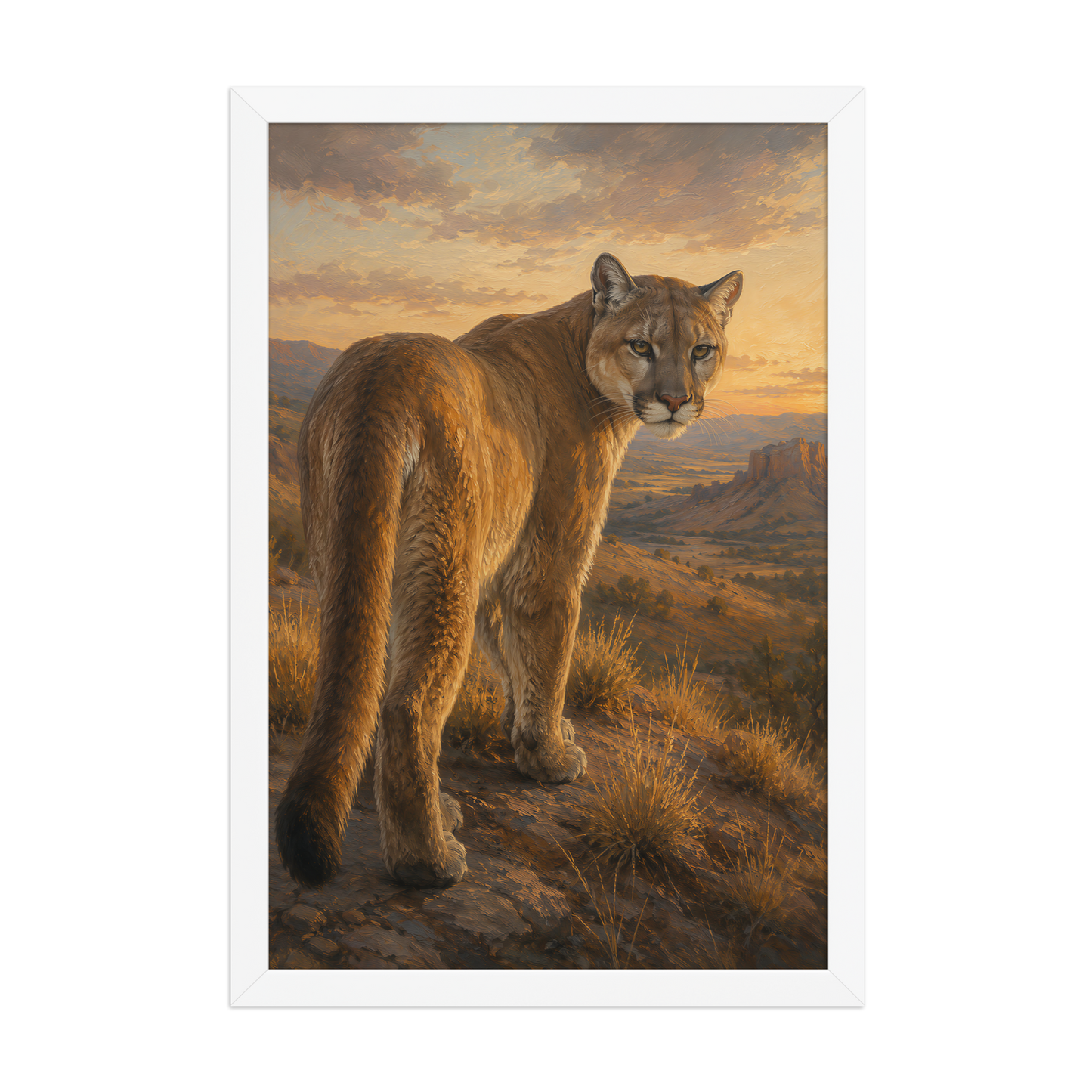 Mountain Lion Sunset Pride Framed Poster
