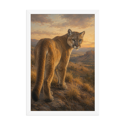 Mountain Lion Sunset Pride Framed Poster