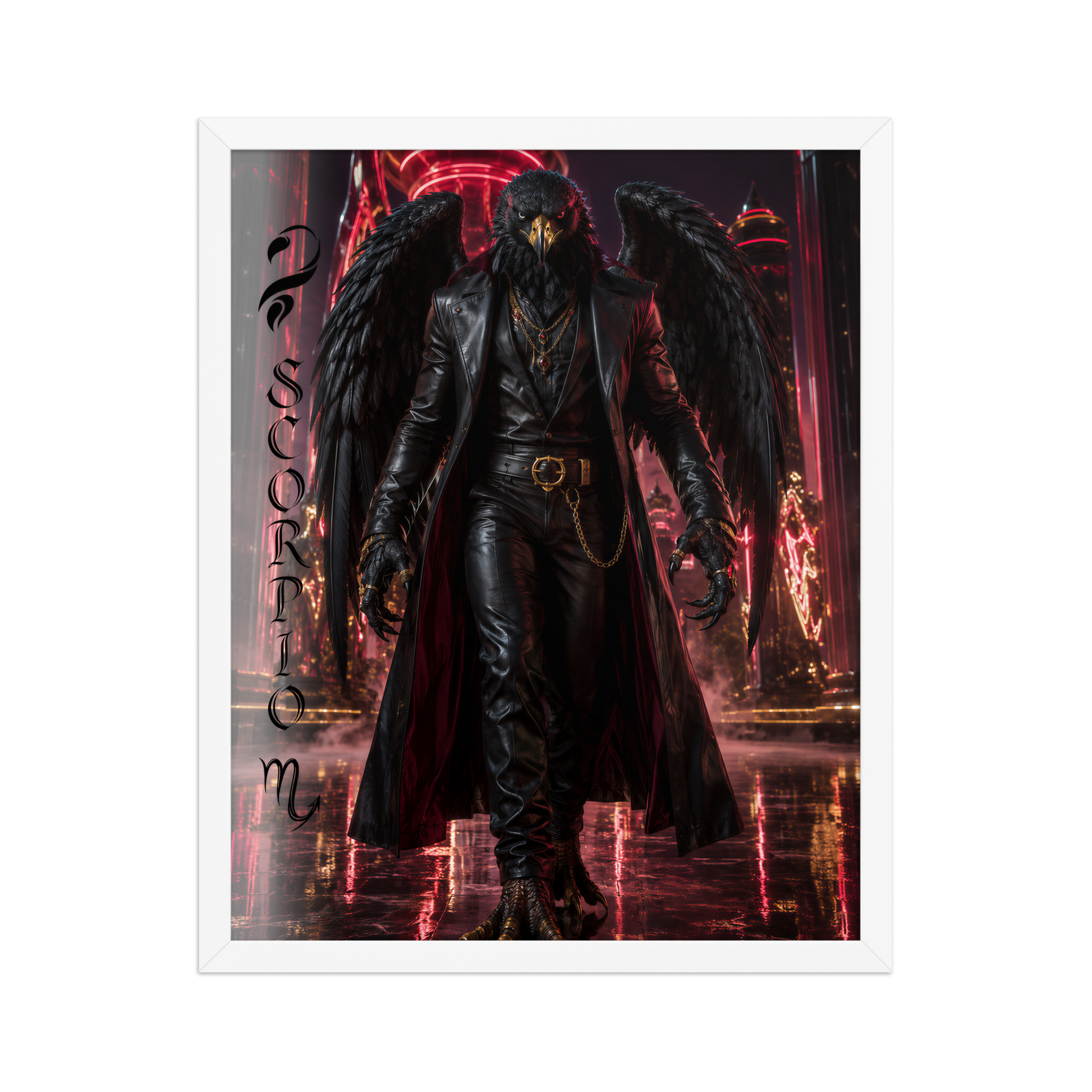 Scorpio man black eagle framed poster