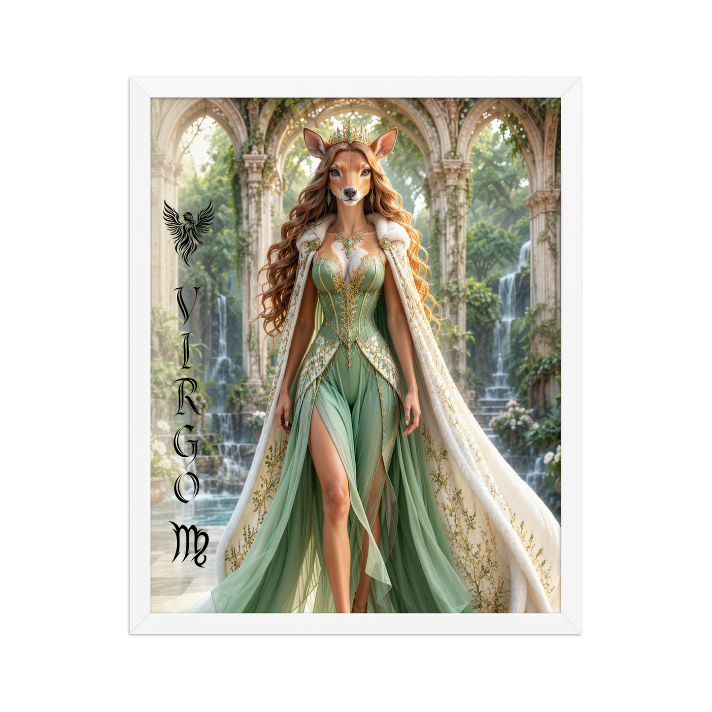 Virgo woman deer queen framed poster