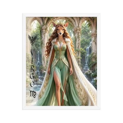 Virgo woman deer queen framed poster