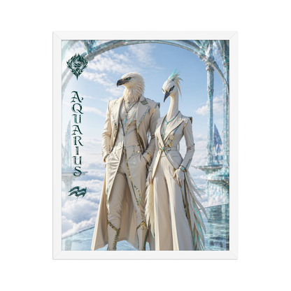 Framed Aquarius power couple poster with eagle king and crane queen