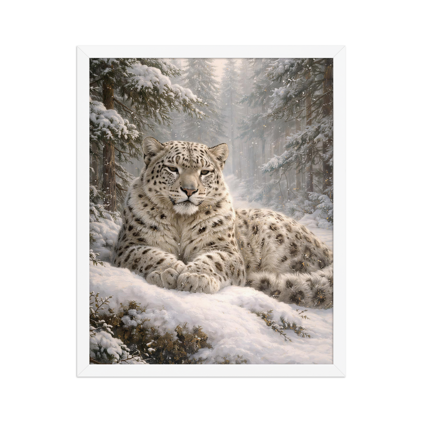Snow Leopard Winter Calm Framed Poster