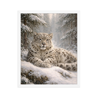 Snow Leopard Winter Calm Framed Poster