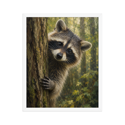Raccoon Curiosity Framed Poster