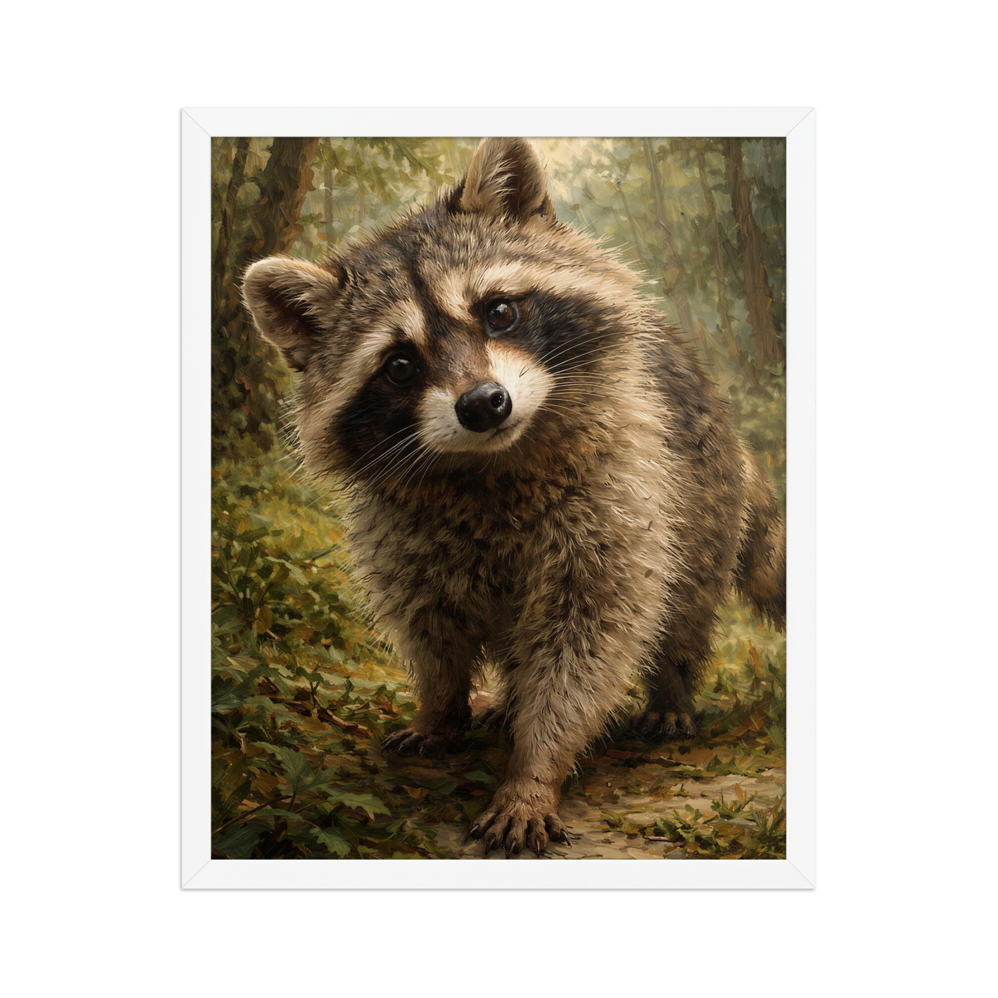 Raccoon Forest Curiosity Framed Poster