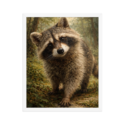 Raccoon Forest Curiosity Framed Poster