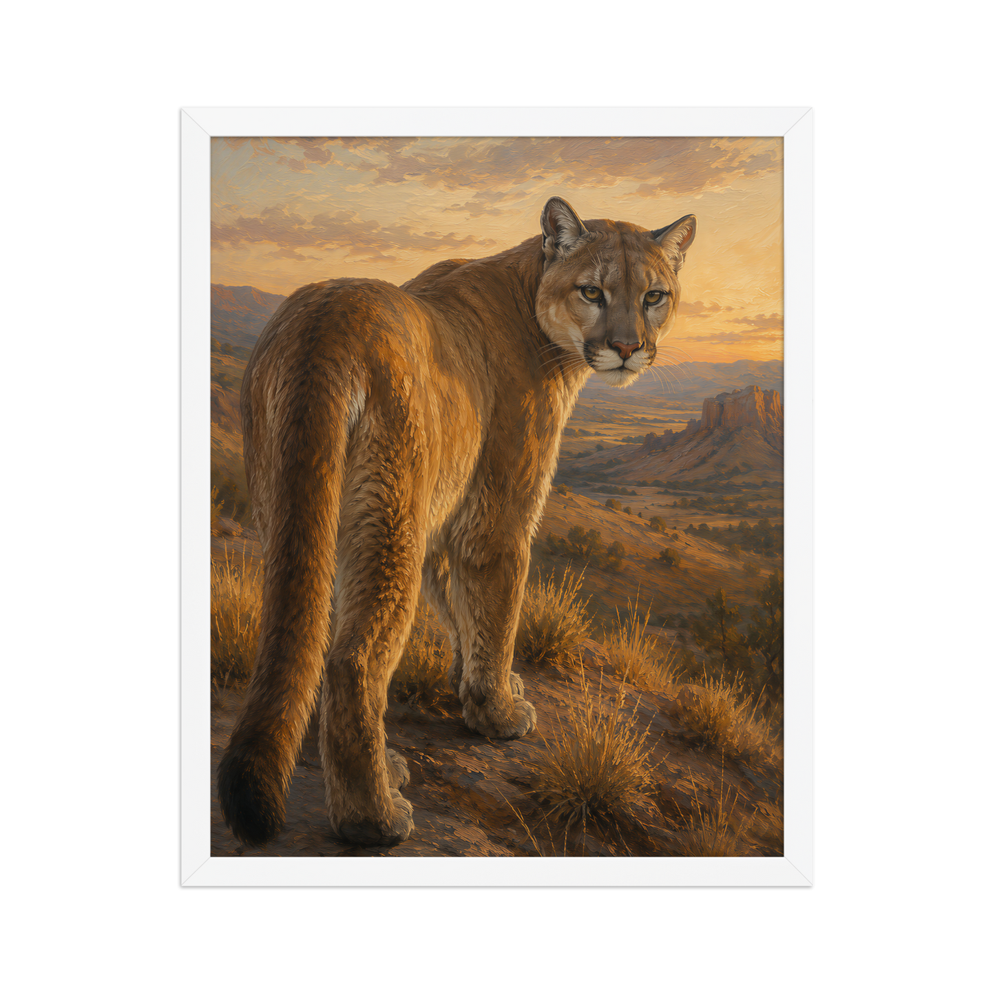Mountain Lion Sunset Pride Framed Poster