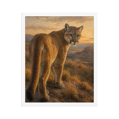 Mountain Lion Sunset Pride Framed Poster