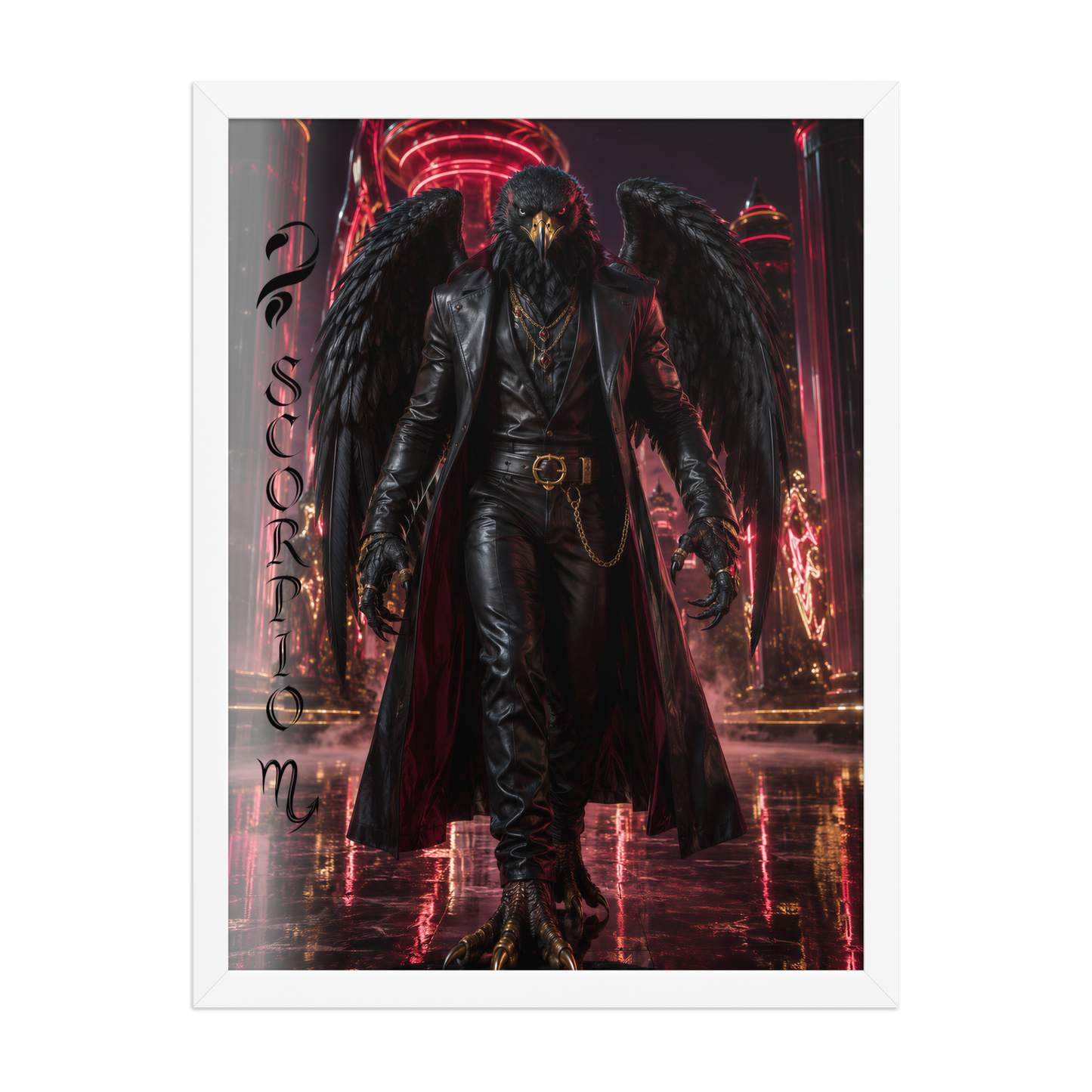 Scorpio man black eagle framed poster