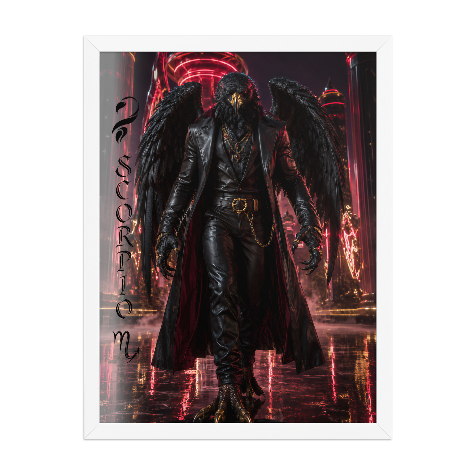 Scorpio man black eagle framed poster