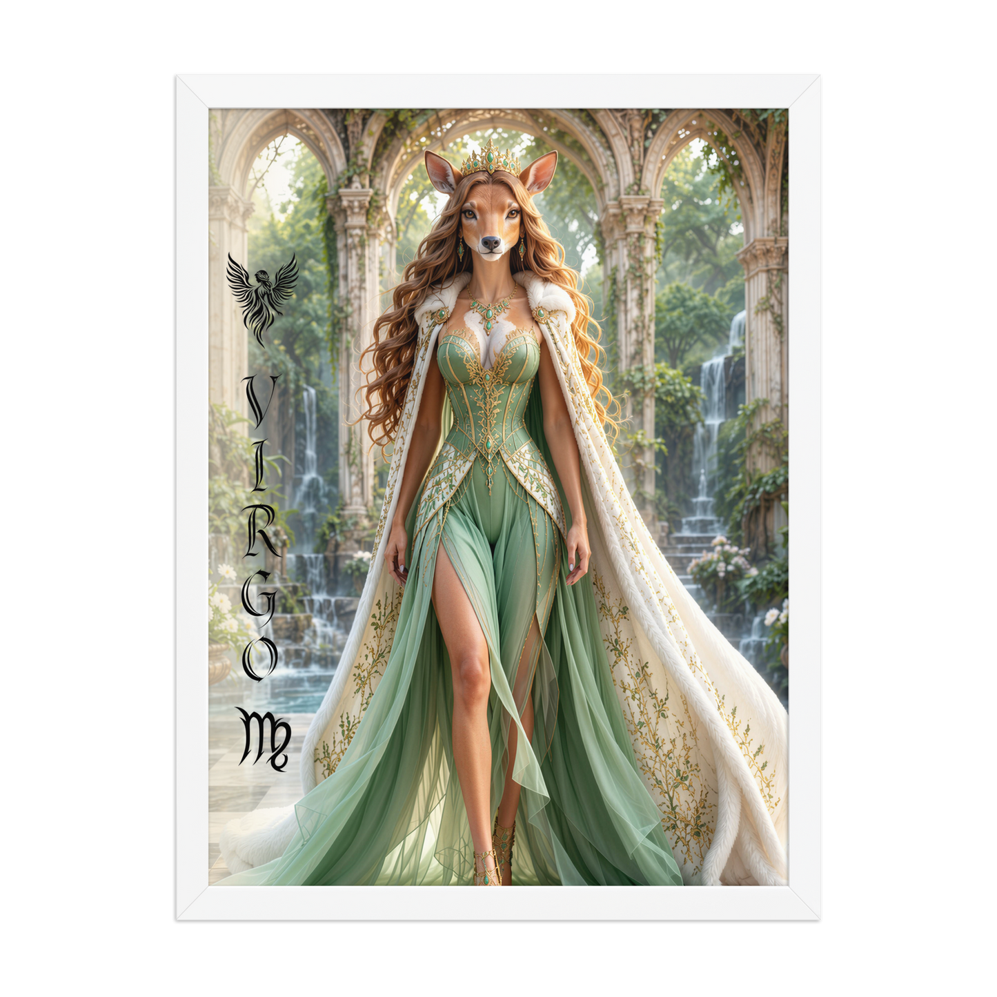 Virgo woman deer queen framed poster
