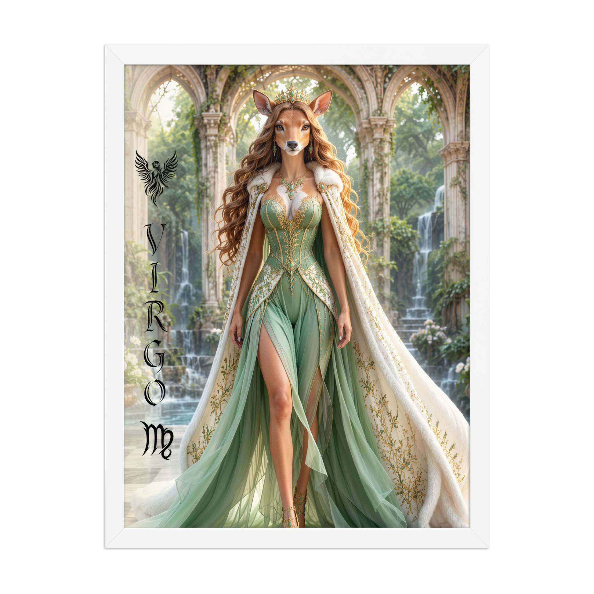 Virgo woman deer queen framed poster