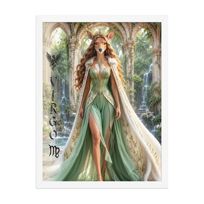 Virgo woman deer queen framed poster
