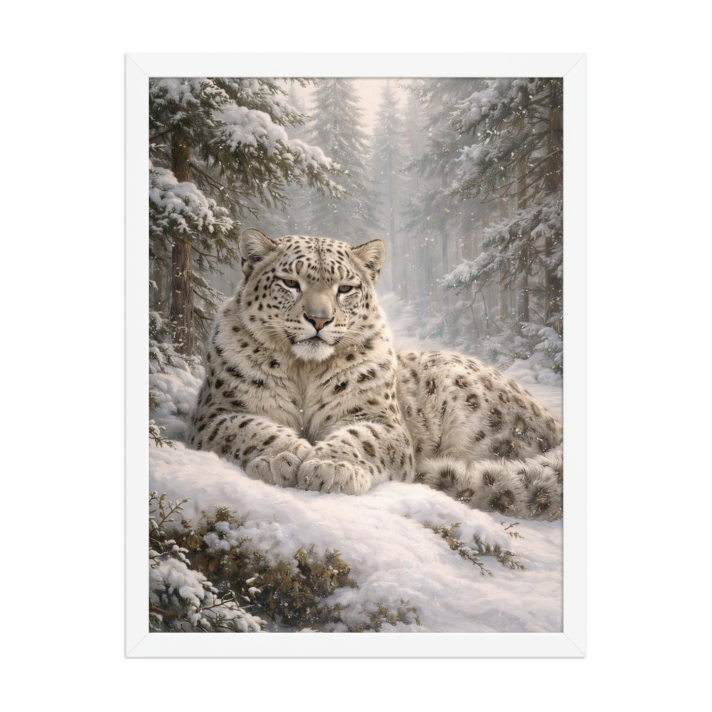 Snow Leopard Winter Calm Framed Poster