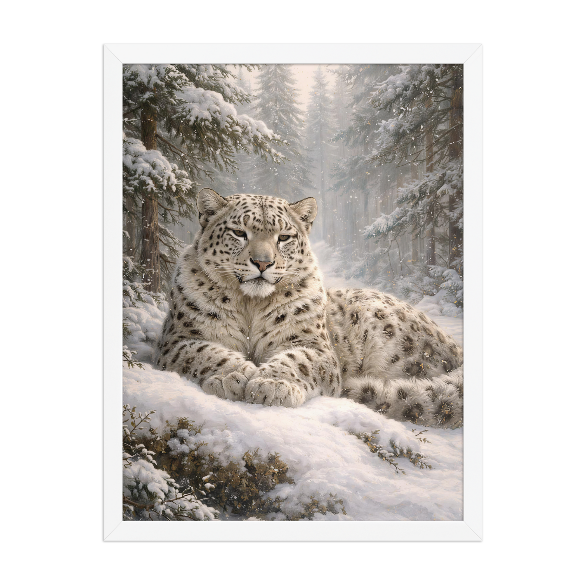 Snow Leopard Winter Calm Framed Poster