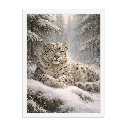 Snow Leopard Winter Calm Framed Poster