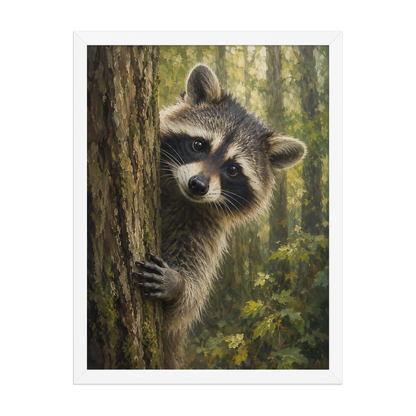 Raccoon Curiosity Framed Poster