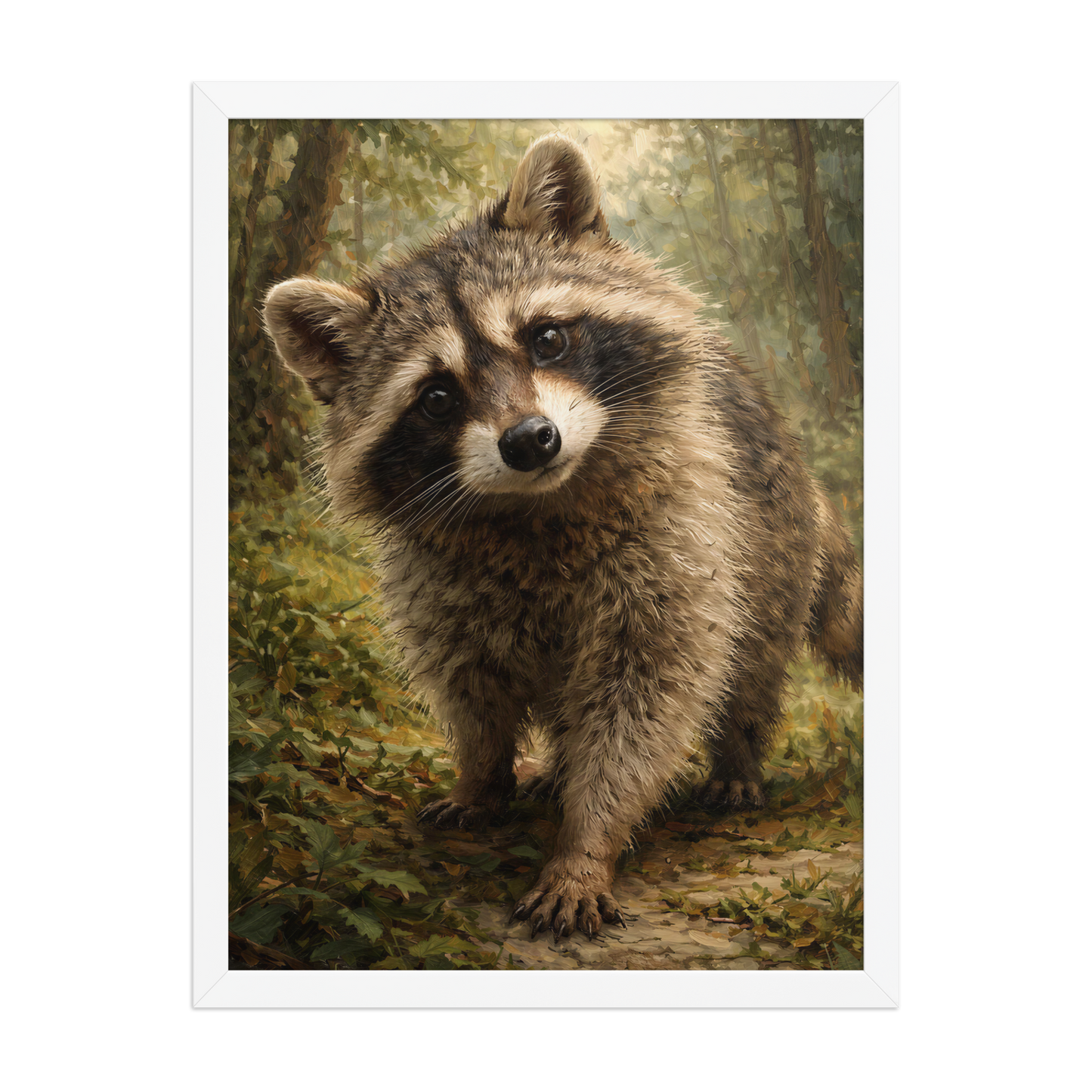 Raccoon Forest Curiosity Framed Poster
