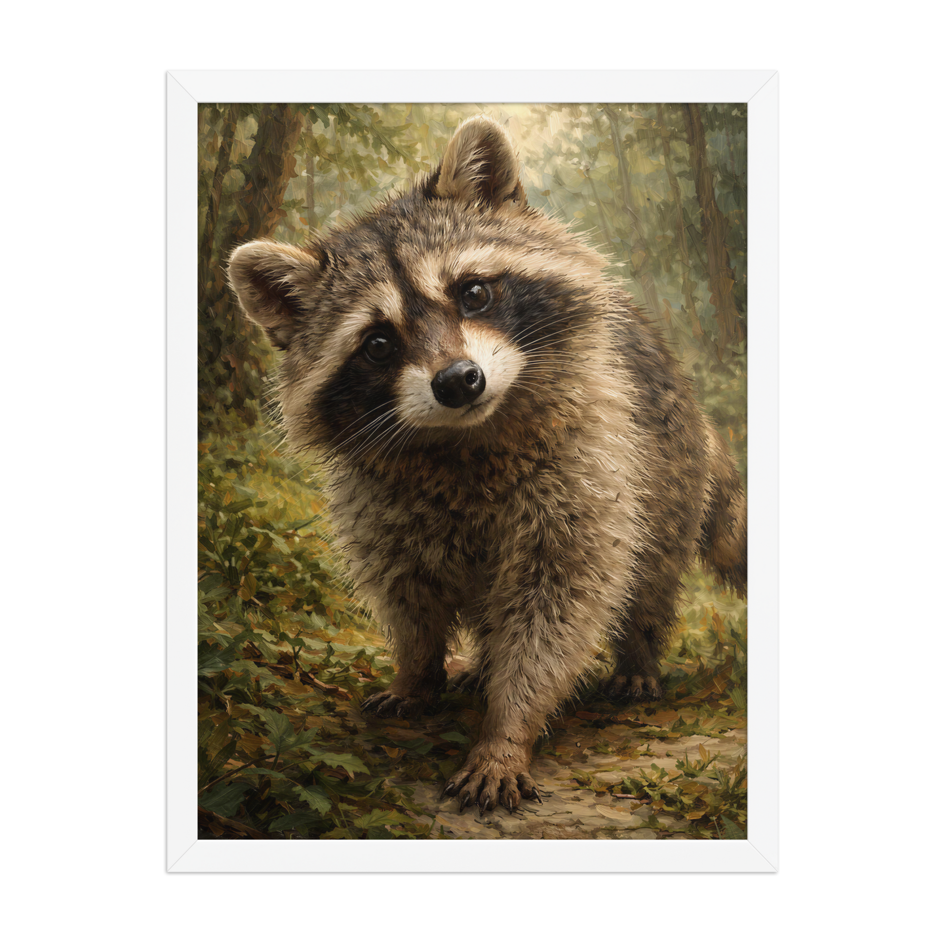 Raccoon Forest Curiosity Framed Poster