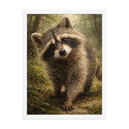 Raccoon Forest Curiosity Framed Poster