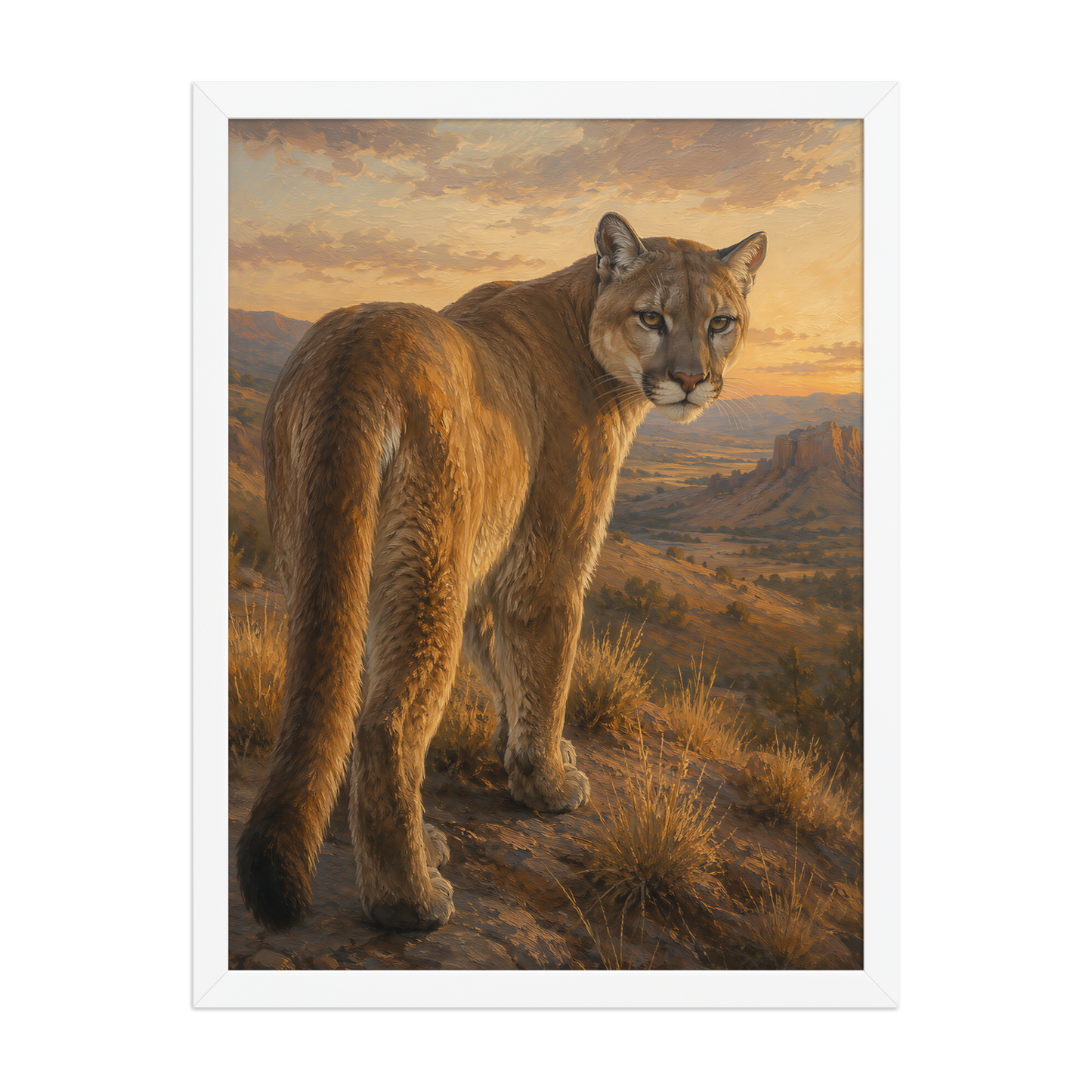 Mountain Lion Sunset Pride Framed Poster