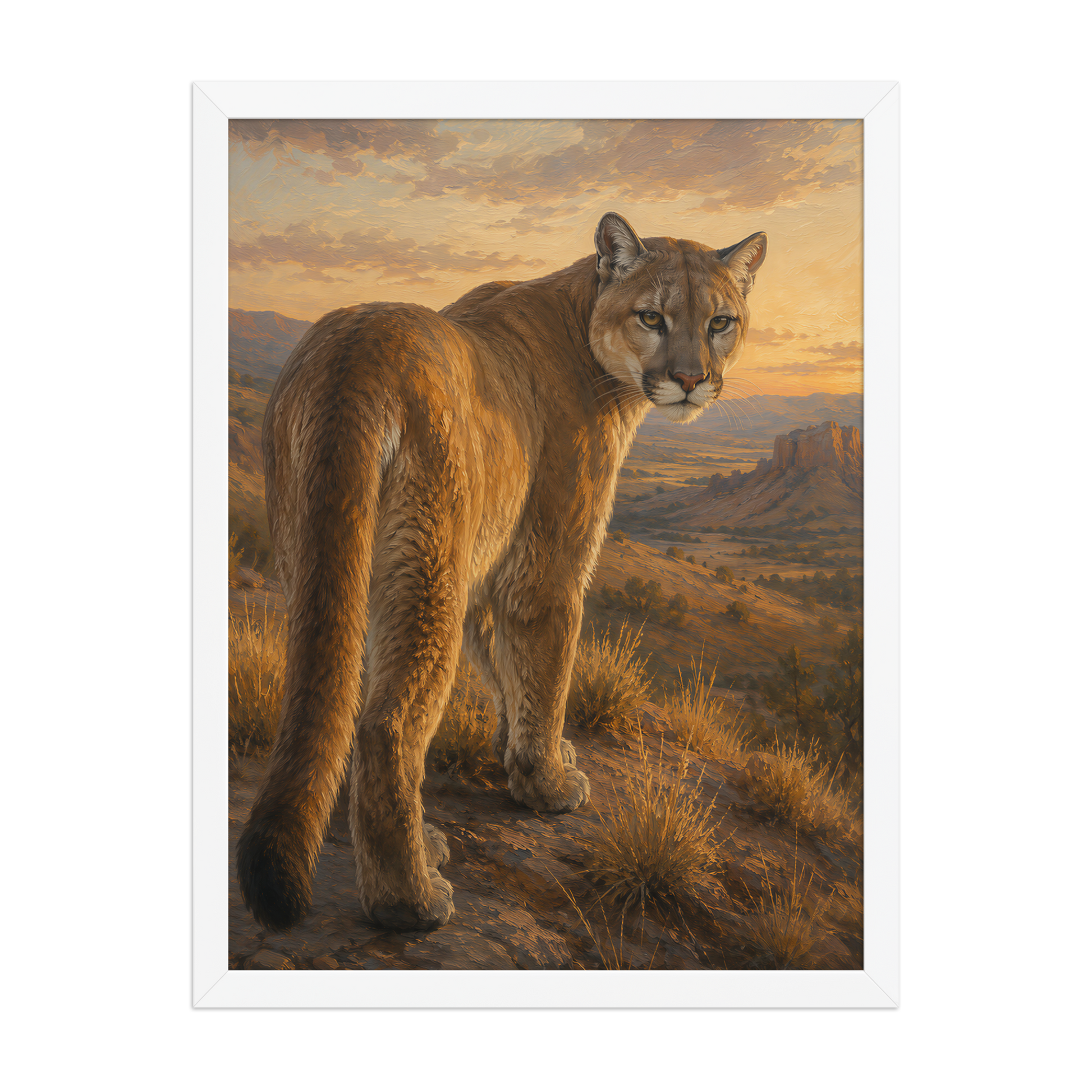 Mountain Lion Sunset Pride Framed Poster