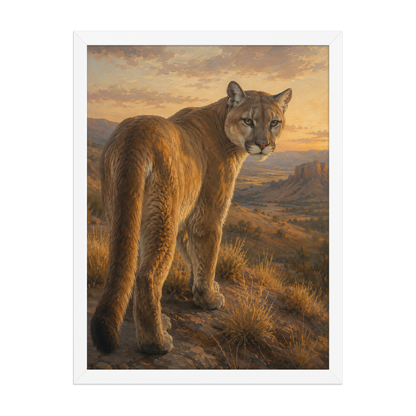 Mountain Lion Sunset Pride Framed Poster