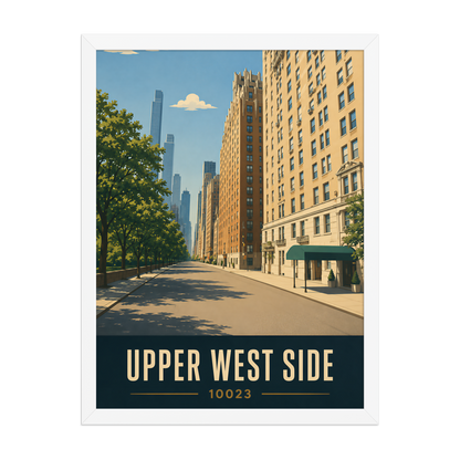 Framed Upper West Side Manhattan skyline street poster with 10023 zip code