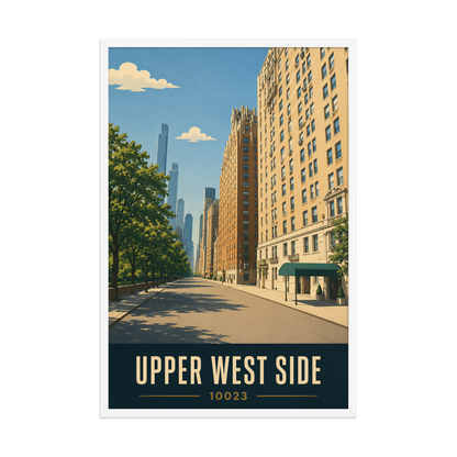 Framed Upper West Side Manhattan skyline street poster with 10023 zip code