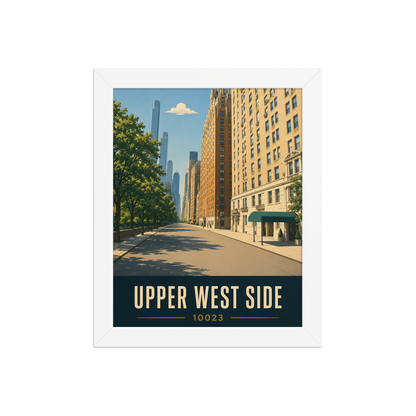 Framed Upper West Side Manhattan skyline street poster with 10023 zip code