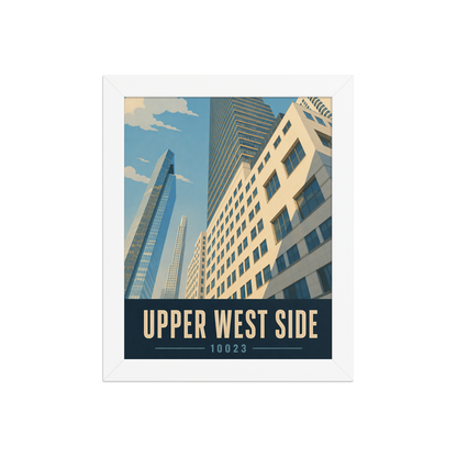 Framed Upper West Side Manhattan glass tower poster with 10023 zip code