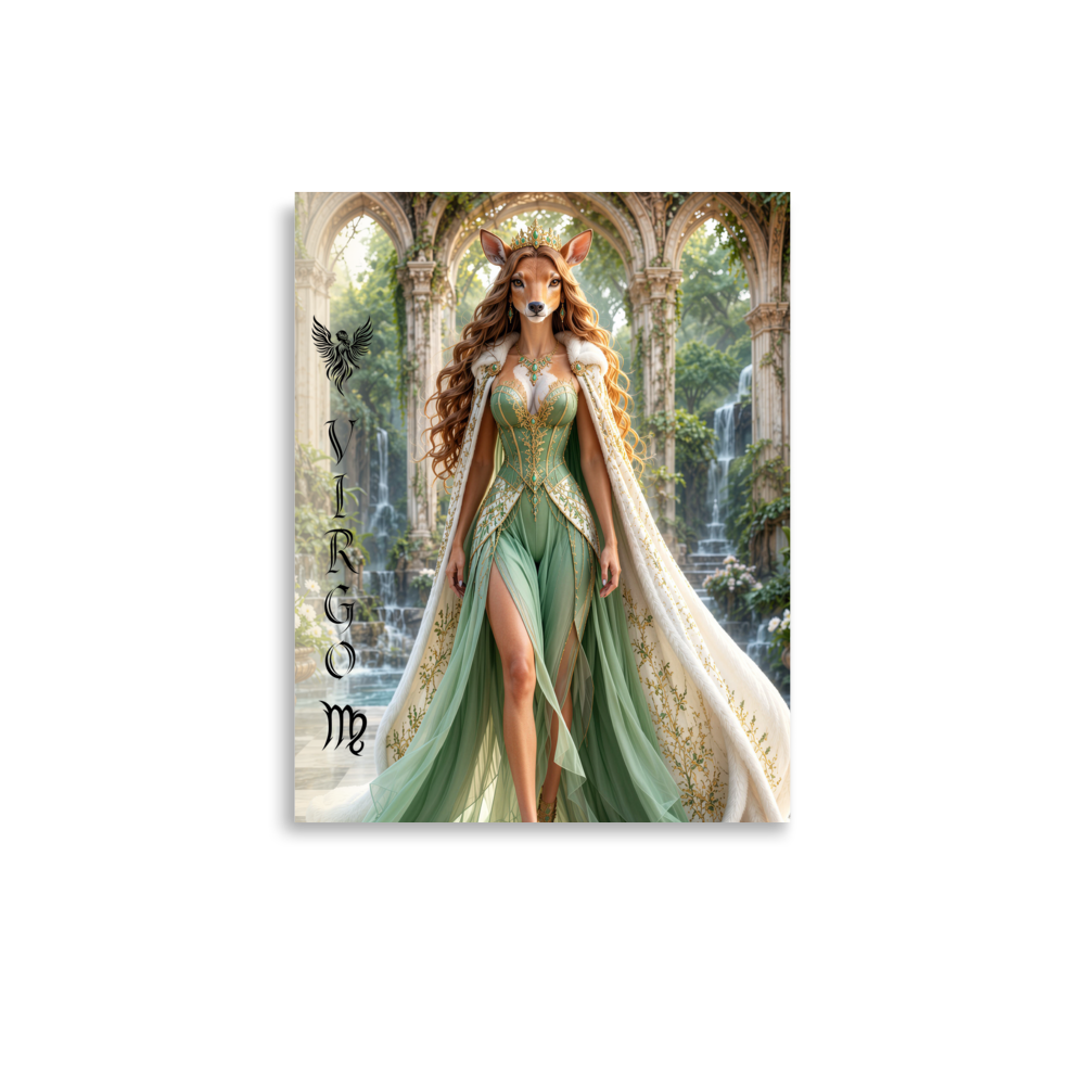 Virgo woman deer queen zodiac poster
