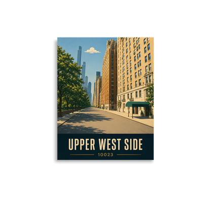 Upper West Side poster with Manhattan skyline street view and 10023 zip code