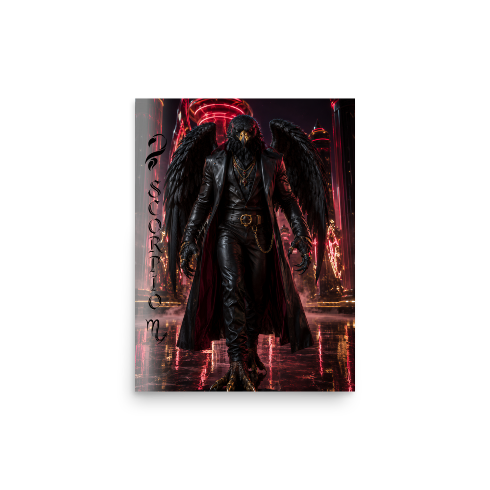 Scorpio man black eagle zodiac poster