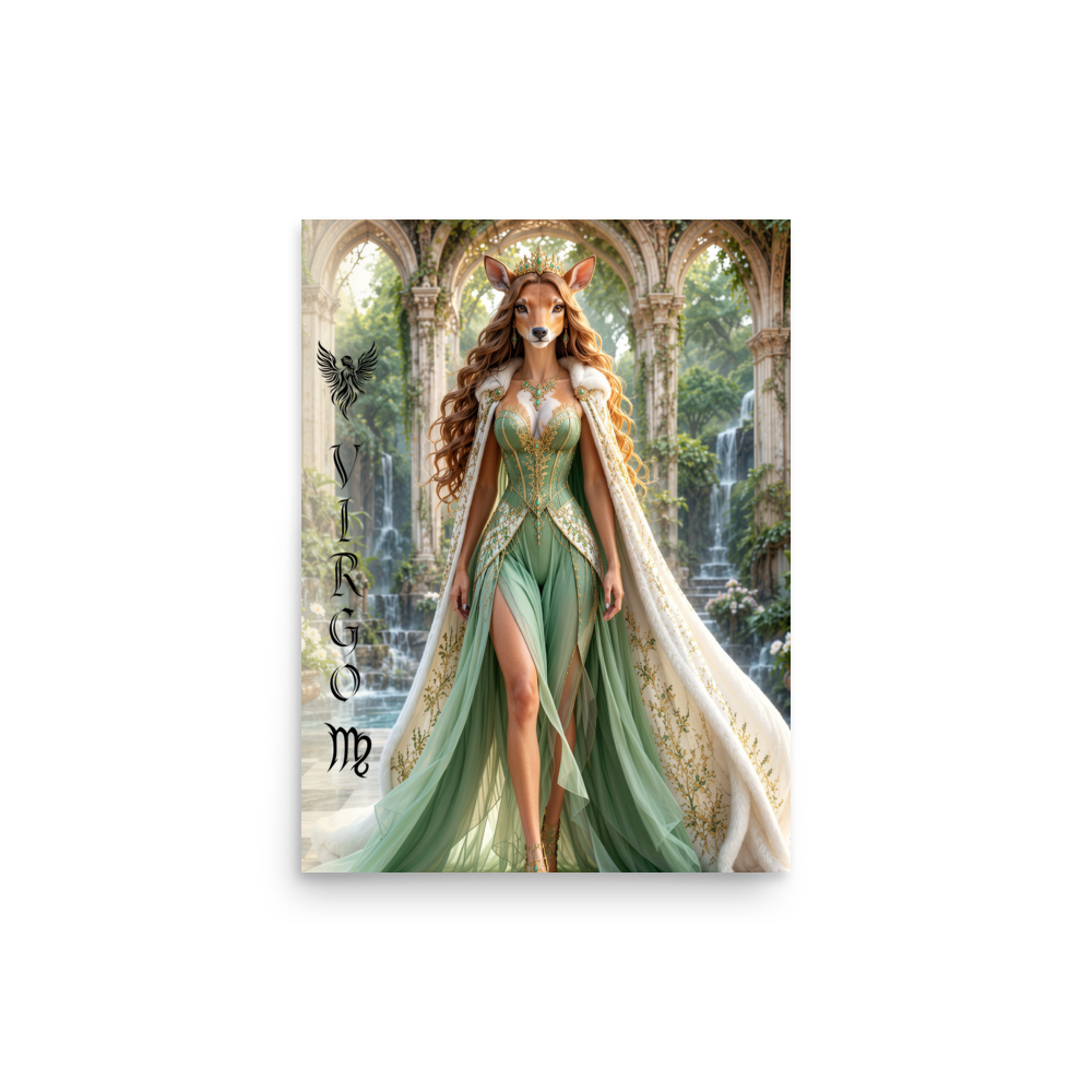 Virgo woman deer queen zodiac poster