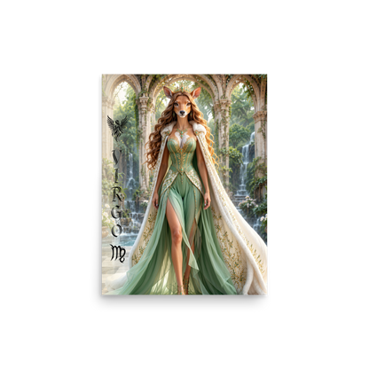 Virgo woman deer queen zodiac poster