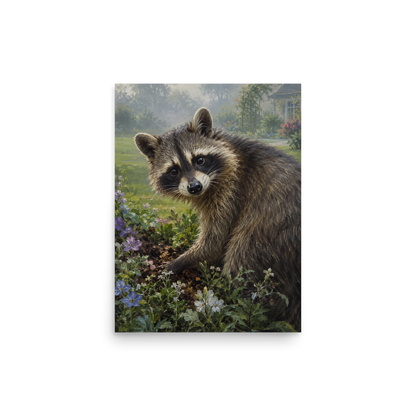 Garden Raccoon Curiosity Poster