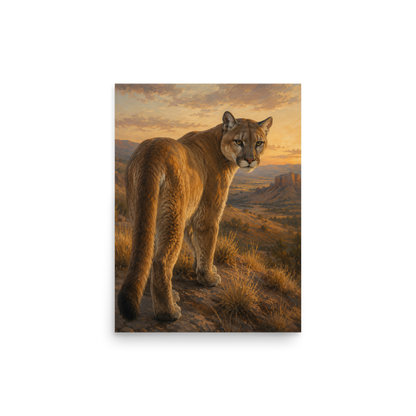 Mountain Lion Sunset Pride Poster