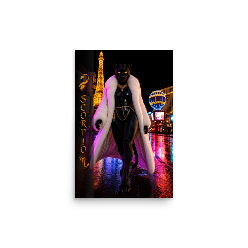 Scorpio woman black panther zodiac poster
