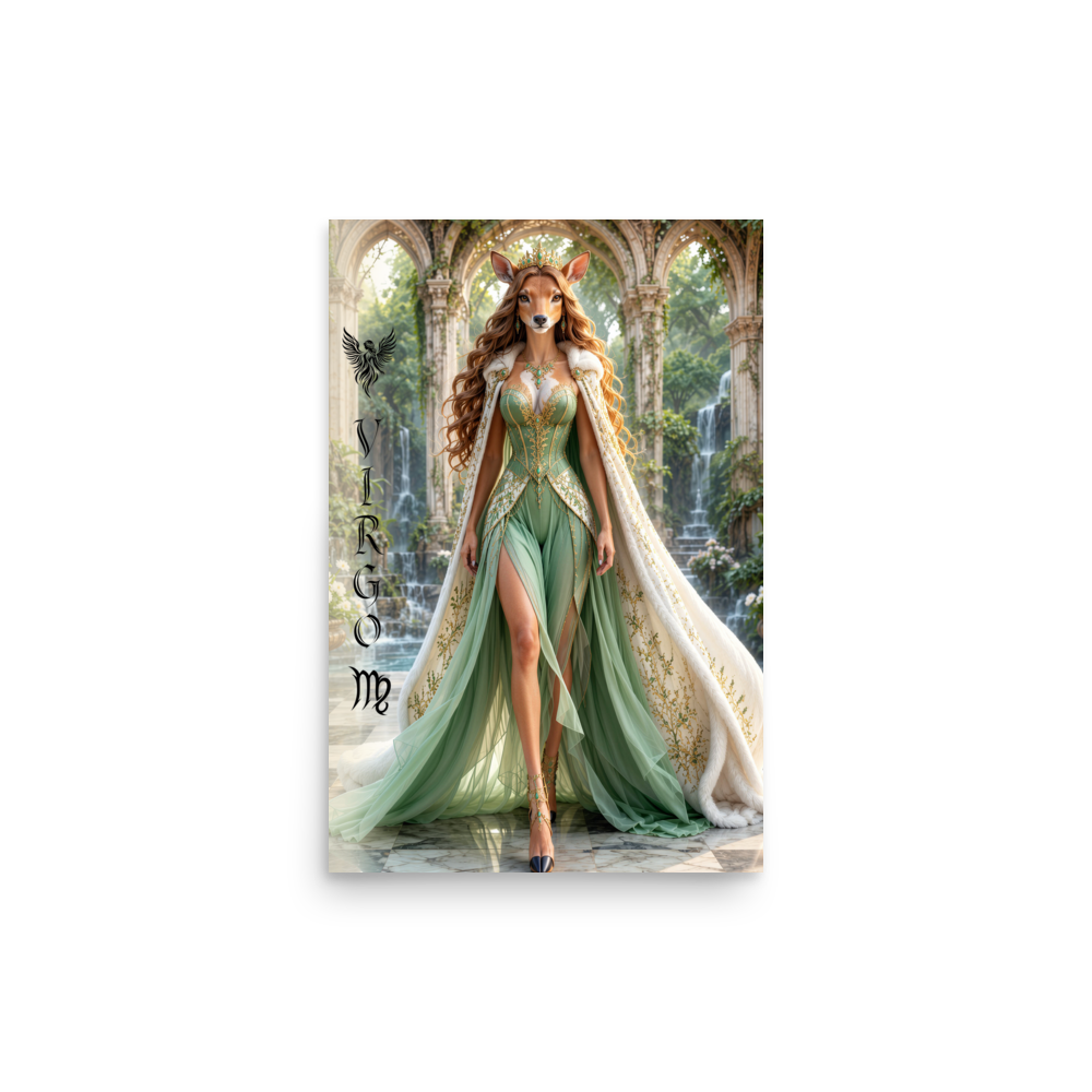 Virgo woman deer queen zodiac poster