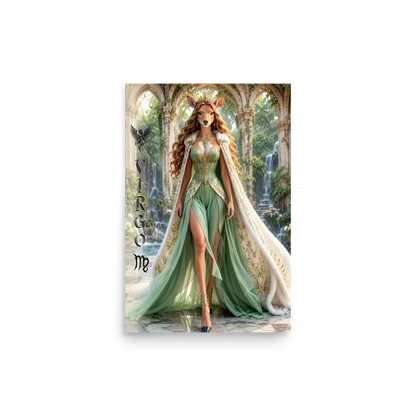 Virgo woman deer queen zodiac poster
