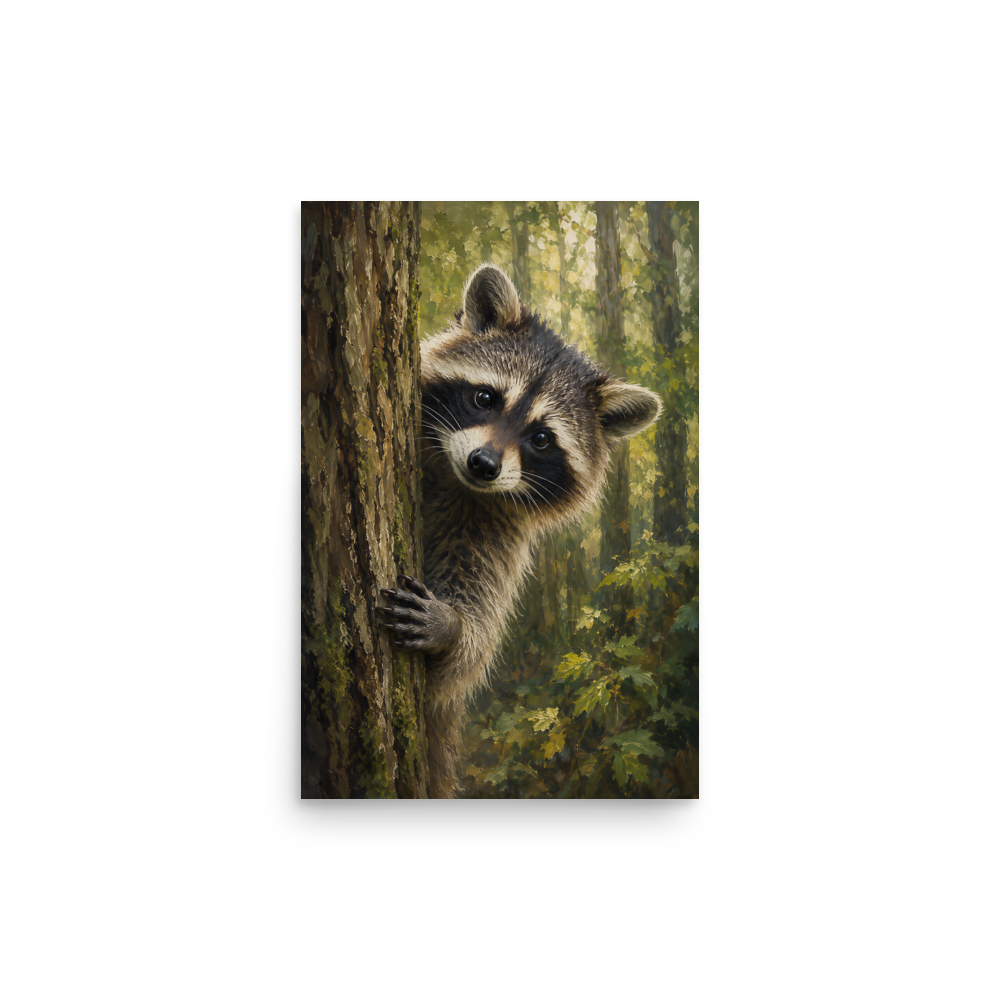 Raccoon Curiosity Poster
